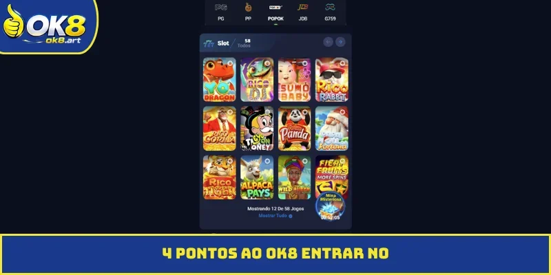 4 pontos ao OK8 entrar no
