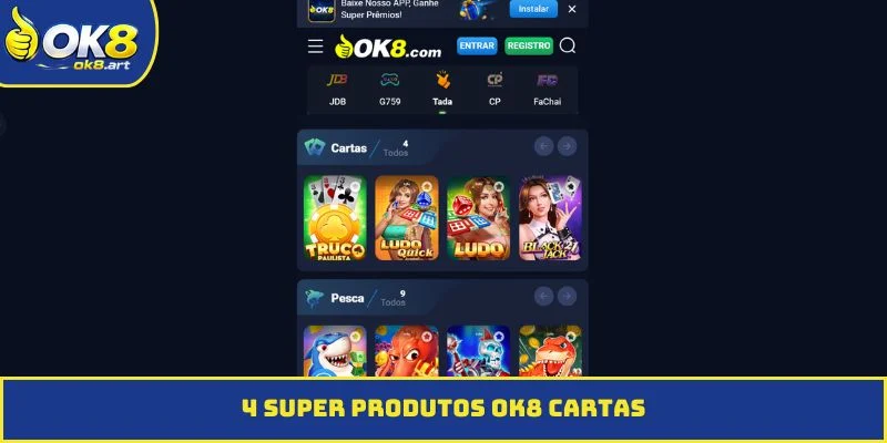 4 super produtos OK8 Cartas