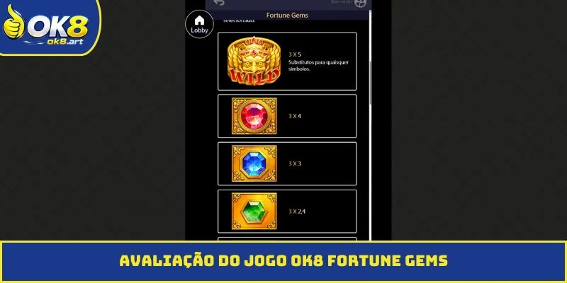 Avaliação do jogo OK8 Fortune Gems