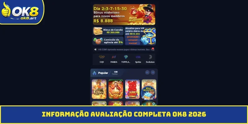 informaçao Avaliação completa OK8 2026