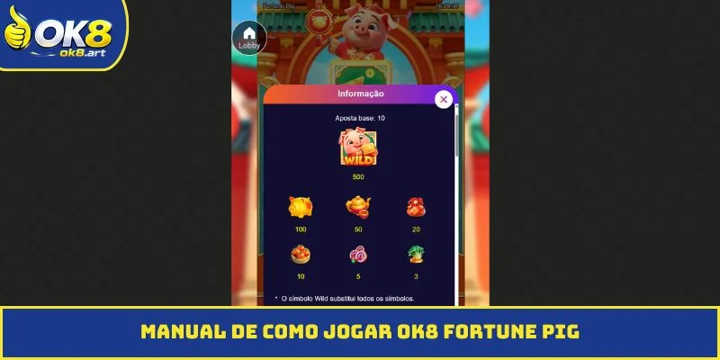 Manual de como jogar OK8 Fortune Pig